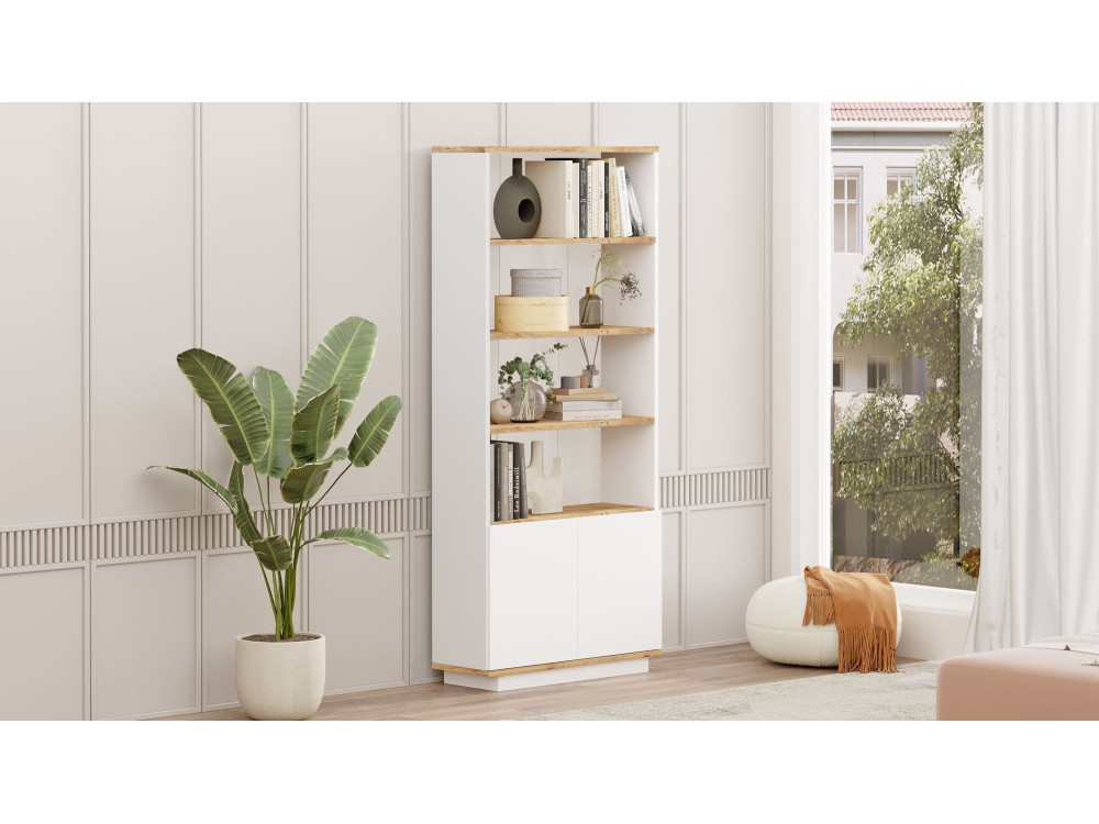 Librería de madera "FR16" - 75 x 26 x 168 cm - Pino atlánticoBlanco