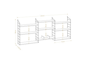Librería de madera "Laba" - 216 x 20 x 85 cm - Roble