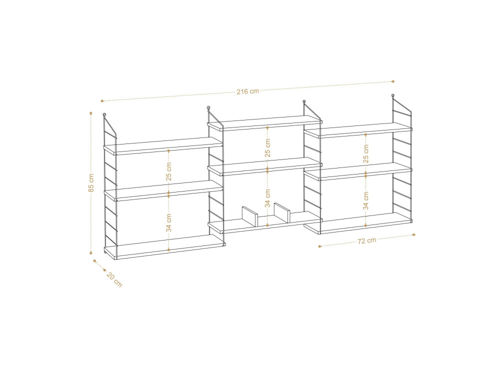Librería de madera "Laba" - 216 x 20 x 85 cm - Roble
