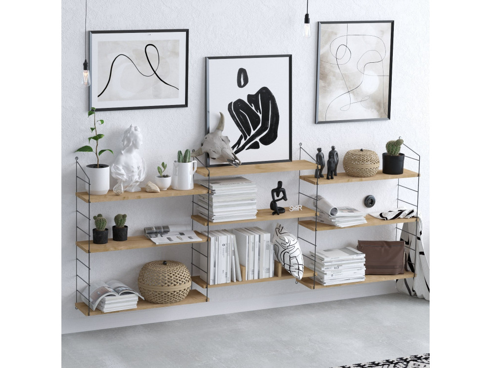 Librería de madera "Laba" - 216 x 20 x 85 cm - Roble