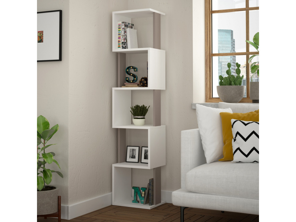 Librería de madera "Piri" - 35 x 30 x 161 cm - BlancoMoca claro