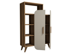 Armario de madera "Form" con estantes - 90 x 32 x 132 cm - Nogal crema
