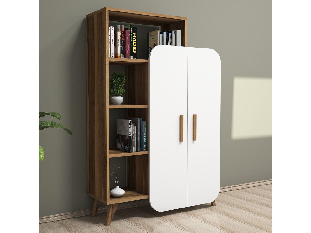 Librería de madera "Form" 90 x 32 x 132 cm - Nogal