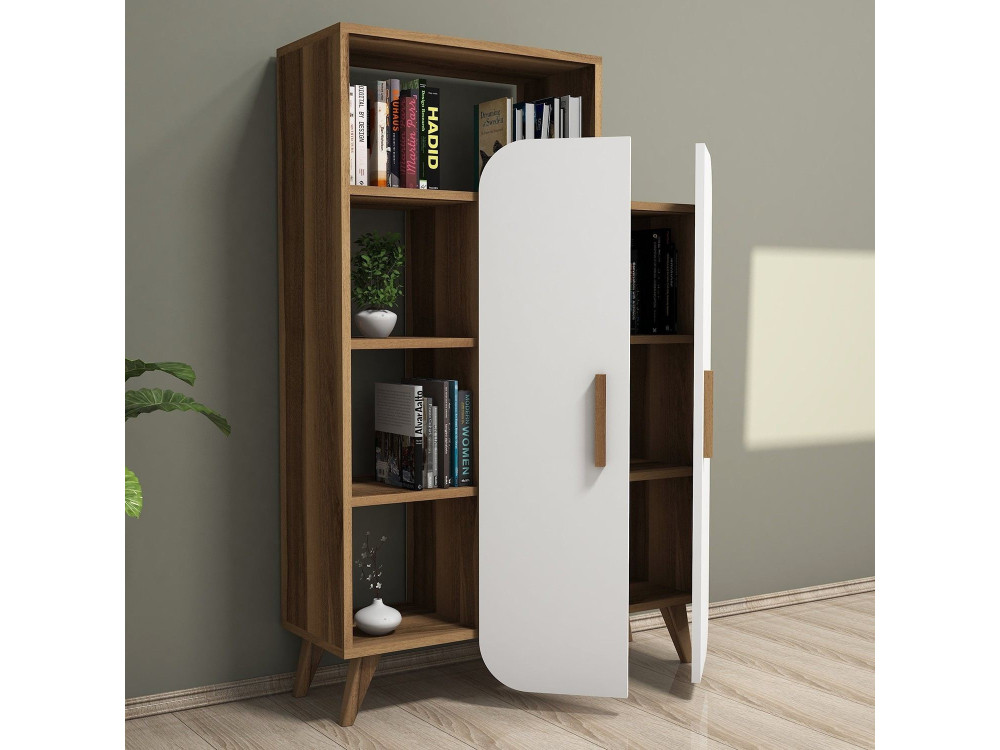 Librería de madera "Form" 90 x 32 x 132 cm - Nogal