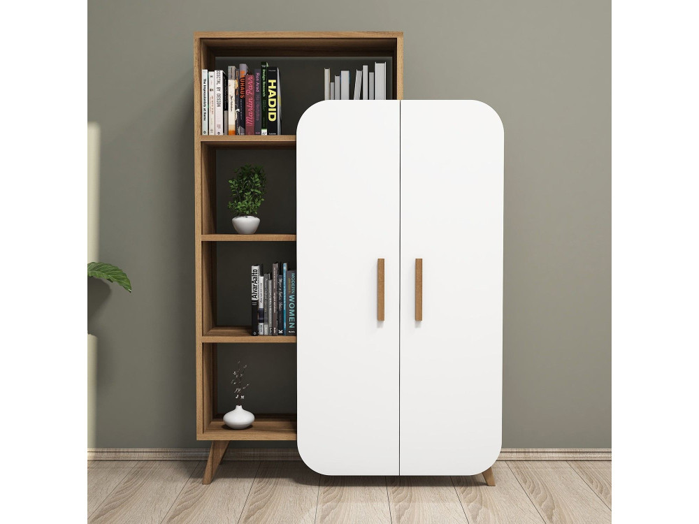 Librería de madera "Form" 90 x 32 x 132 cm - Nogal
