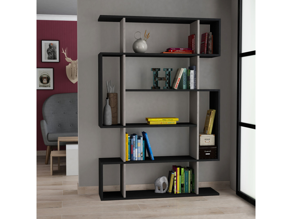 Librería de madera "Mito" - 110 x 25 x 161 cm - Gris antracita