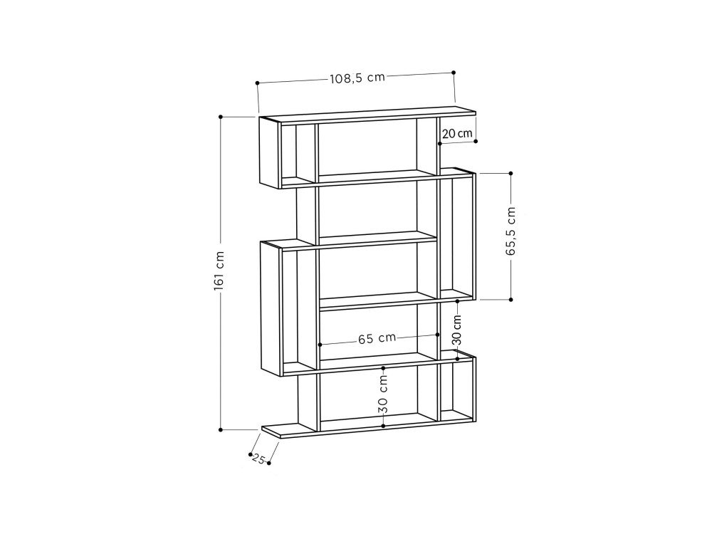 Librería de madera "Mito" - 110 x 25 x 161 cm - Gris antracita