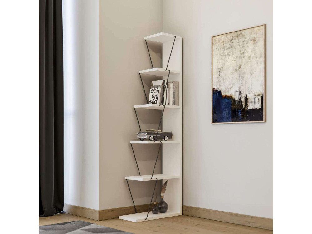 Librería de madera "Ayder" - 50 x 22 x 150 cm - Blanco