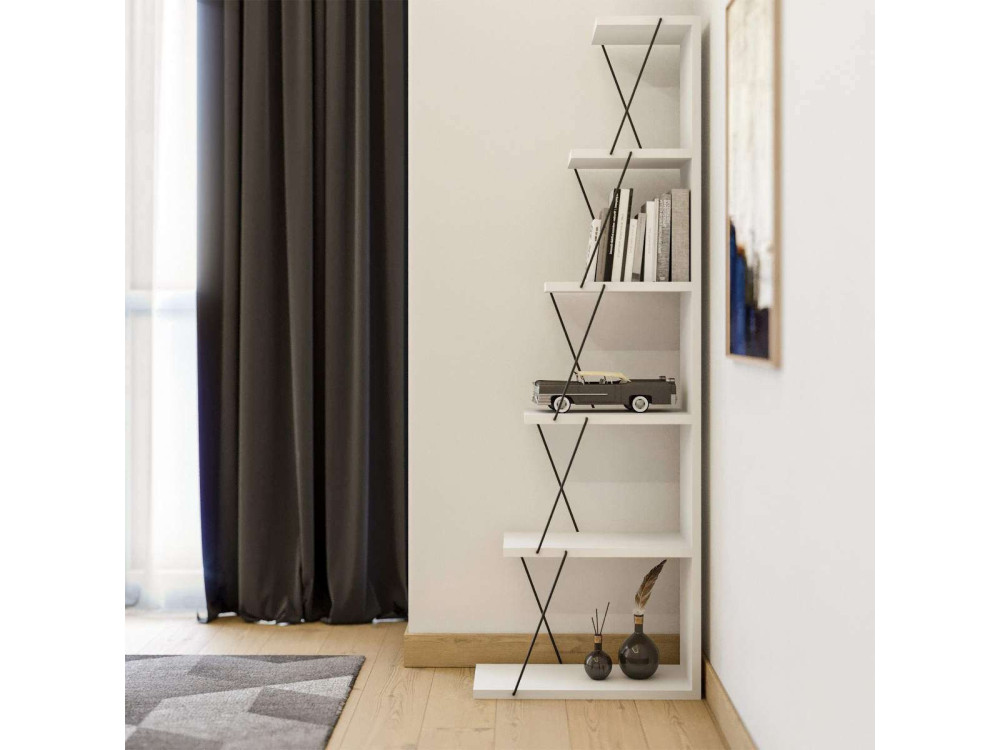 Librería de madera "Ayder" - 50 x 22 x 150 cm - Blanco