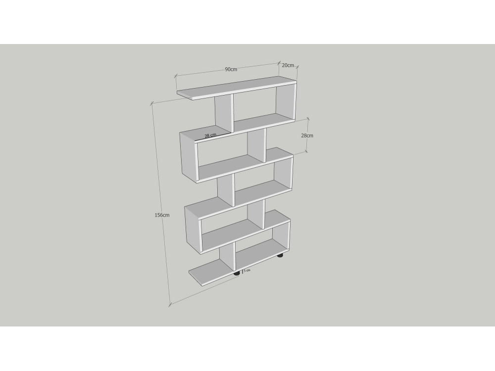 Librería de madera "Elif" 90 x 20 x 156 cm - Blanco