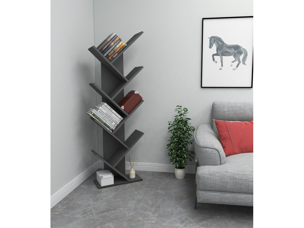 Librería de madera "Hitit" - 46 x 22 x 128 cm - Gris antracita