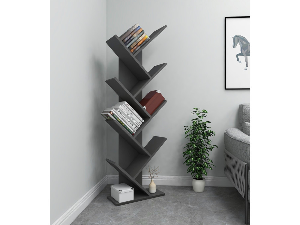 Librería de madera "Hitit" - 46 x 22 x 128 cm - Gris antracita