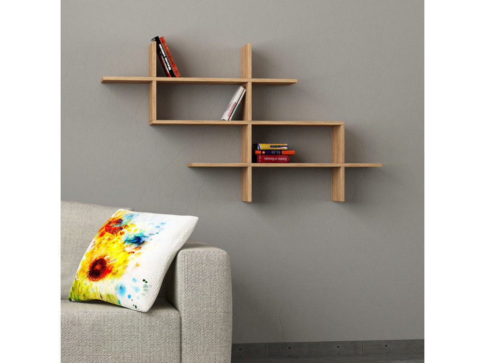 Librería de madera "Halic" - 150 x 22 x 82 cm - Roble