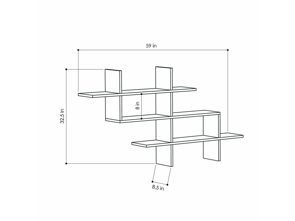 Librería de madera "Halic" - 150 x 22 x 82 cm - Roble