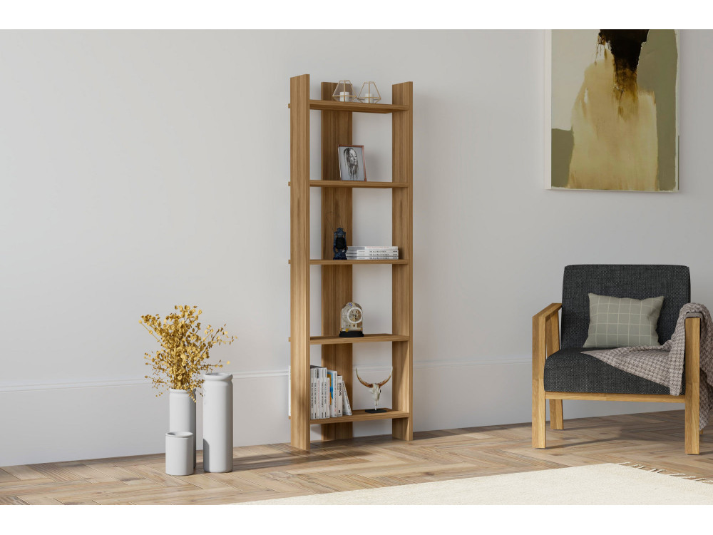 Librería de madera "Virba" - 52 x 22 x 149 cm - Nogal