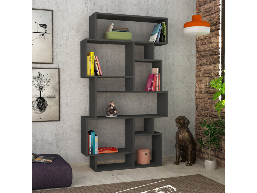 Librería de madera "Karmato" - 96 x 25 x 168 cm - Gris antracita