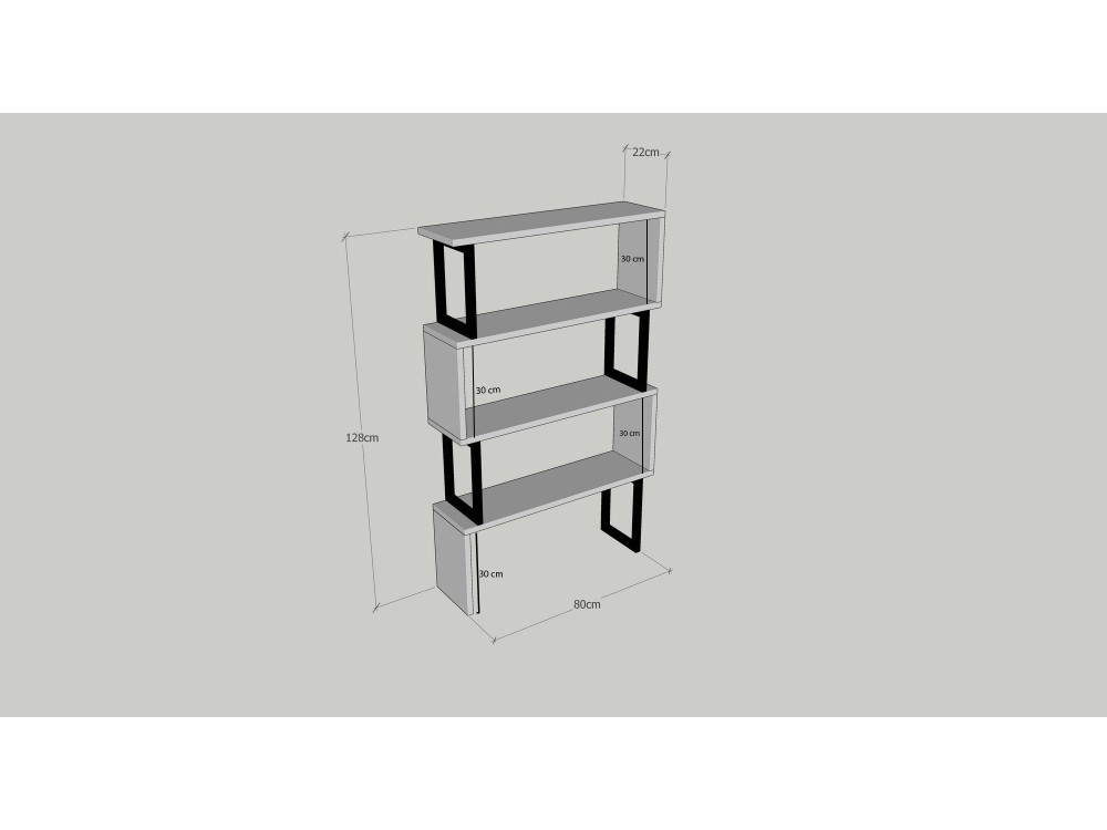 Librería de madera "Ceylan" - 80 x 22 x 128 cm - Nogal