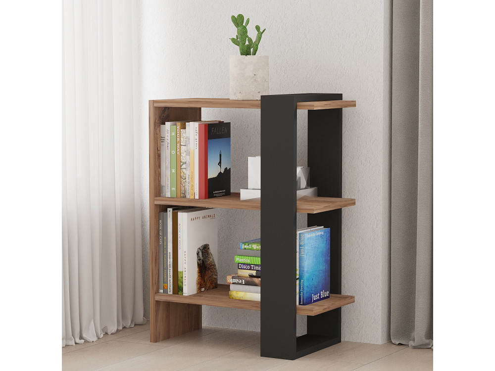 Librería de madera "Ova" - 51 x 25 x 70 cm - Roble-Antracita