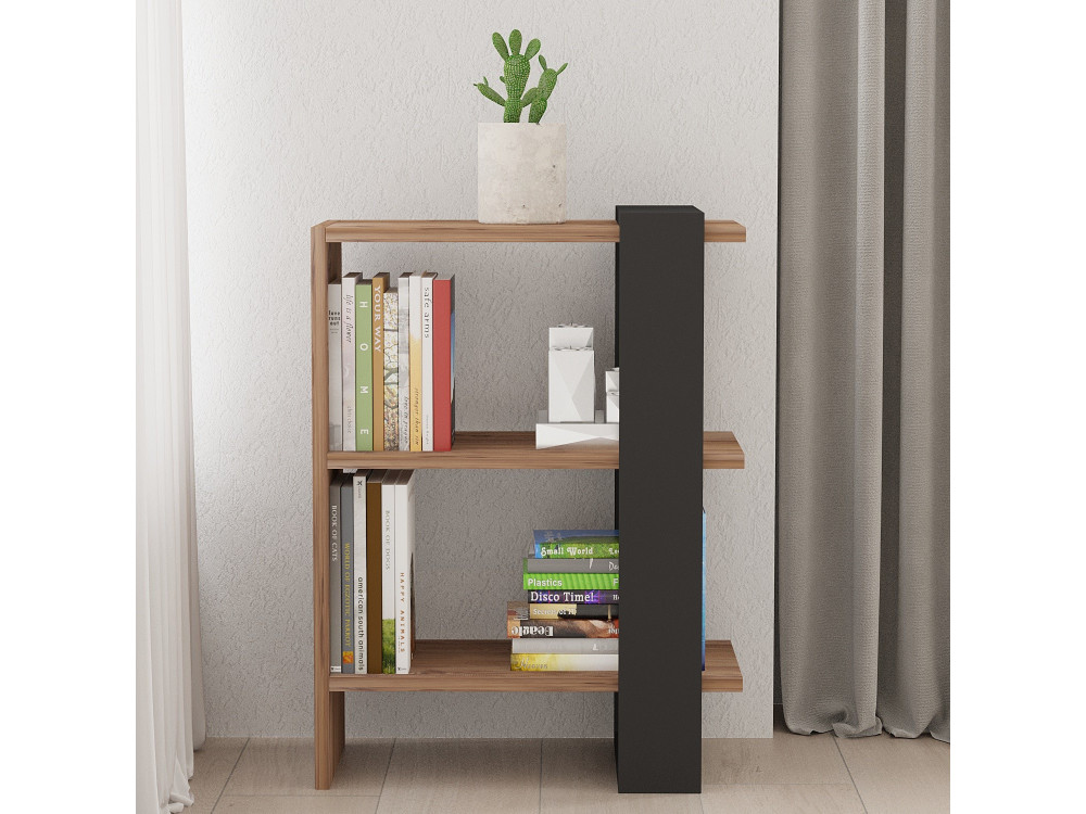 Librería de madera "Ova" - 51 x 25 x 70 cm - Roble-Antracita