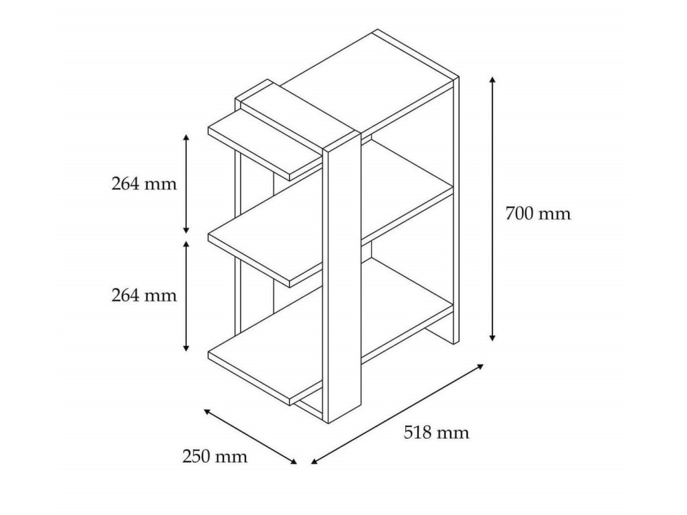 Librería de madera "Ova" - 51 x 25 x 70 cm - Roble-Antracita