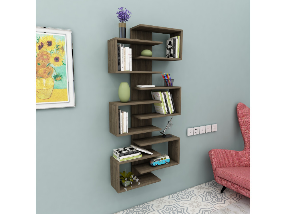 Librería de madera "Lotus" - 75 x 21 x 161 cm - Nogal