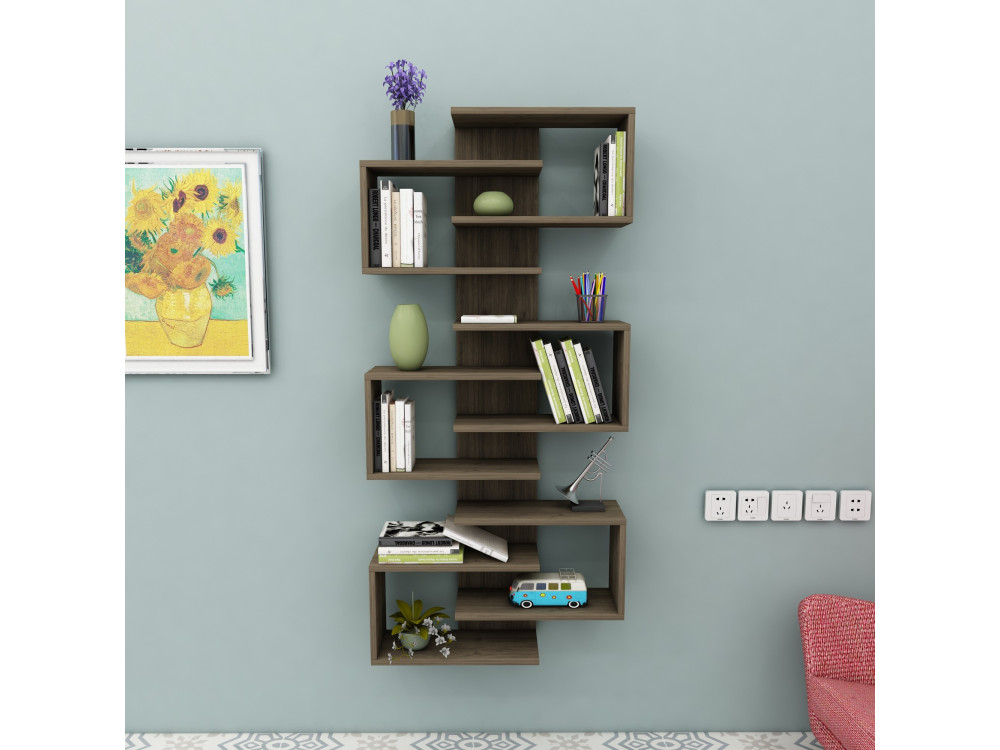 Librería de madera "Lotus" - 75 x 21 x 161 cm - Nogal