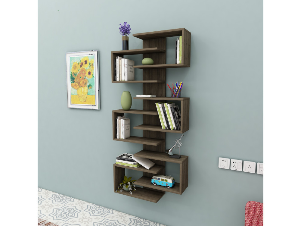 Librería de madera "Lotus" - 75 x 21 x 161 cm - Nogal