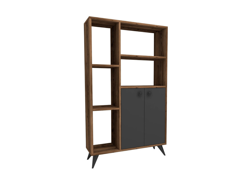 Librería de madera "Meldan" - 80 x 25 x 135 cm - Nogal claro, Antracita