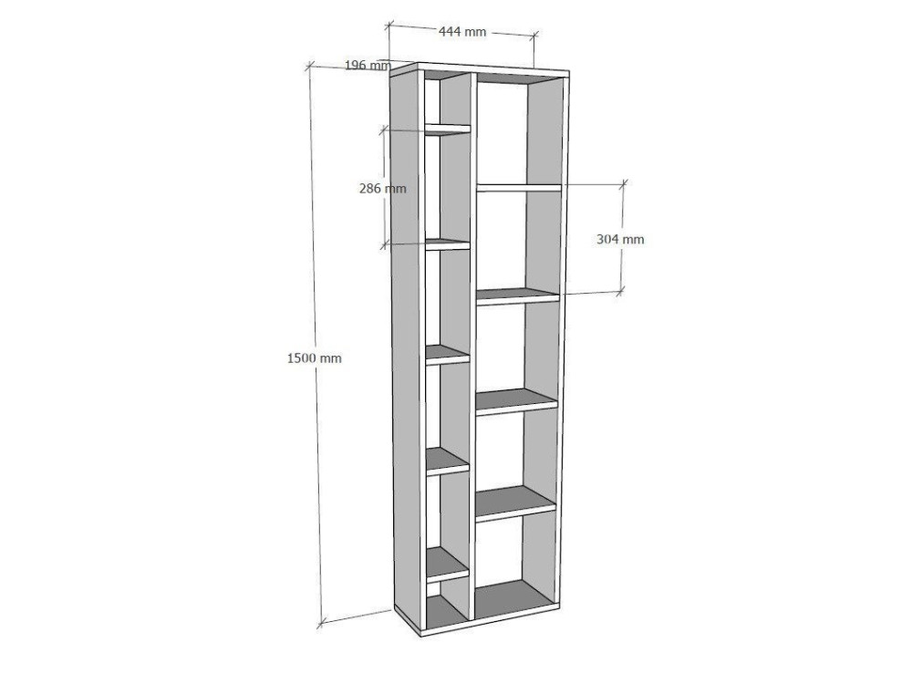 Librería de madera "Tomi" - 45 x 20 x 150 cm - Roble zafiro