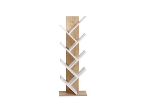 Librería de madera "Tuval 066" - 46 x 22 x 129 cm - Roble, Blanco