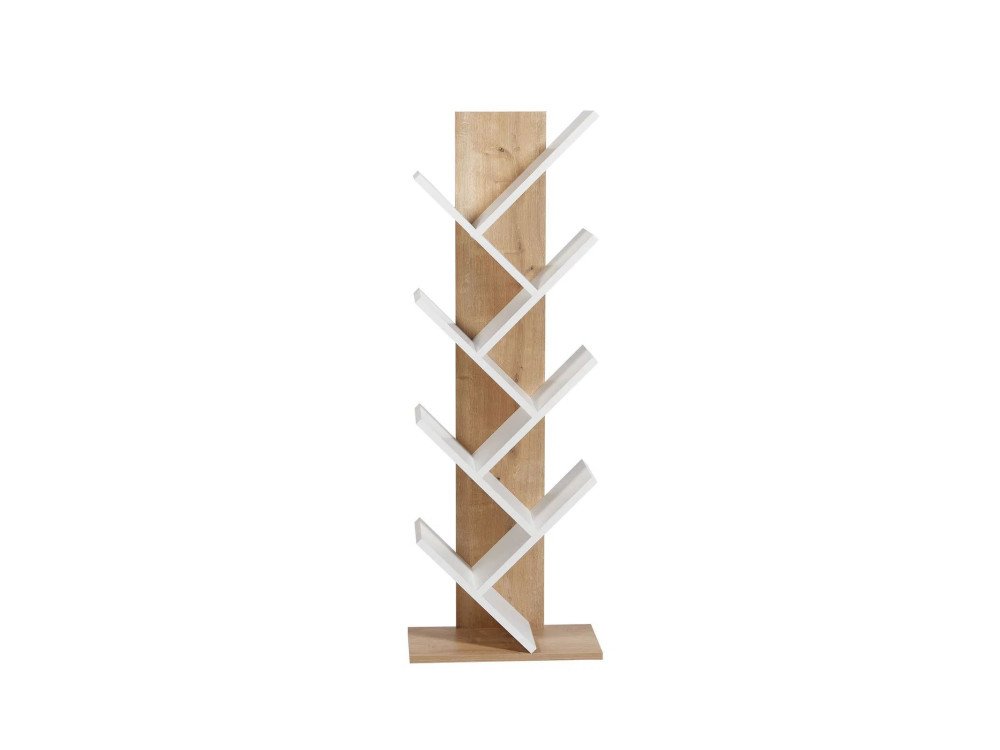 Librería de madera "Tuval 066" - 46 x 22 x 129 cm - Roble, Blanco
