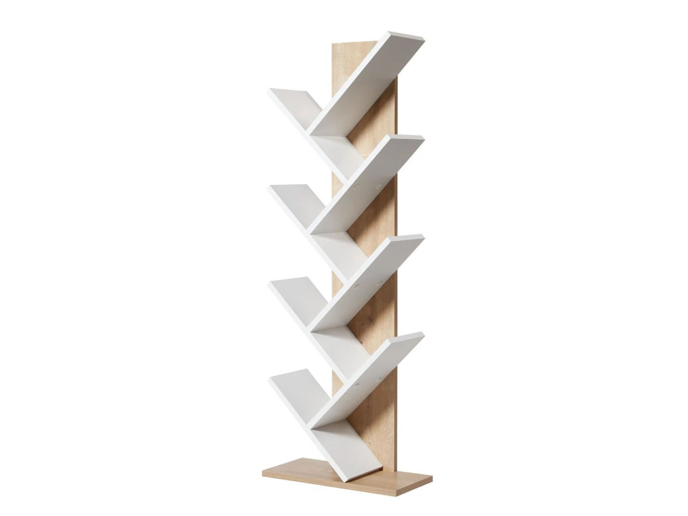 Librería de madera "Tuval 066" - 46 x 22 x 129 cm - Roble, Blanco