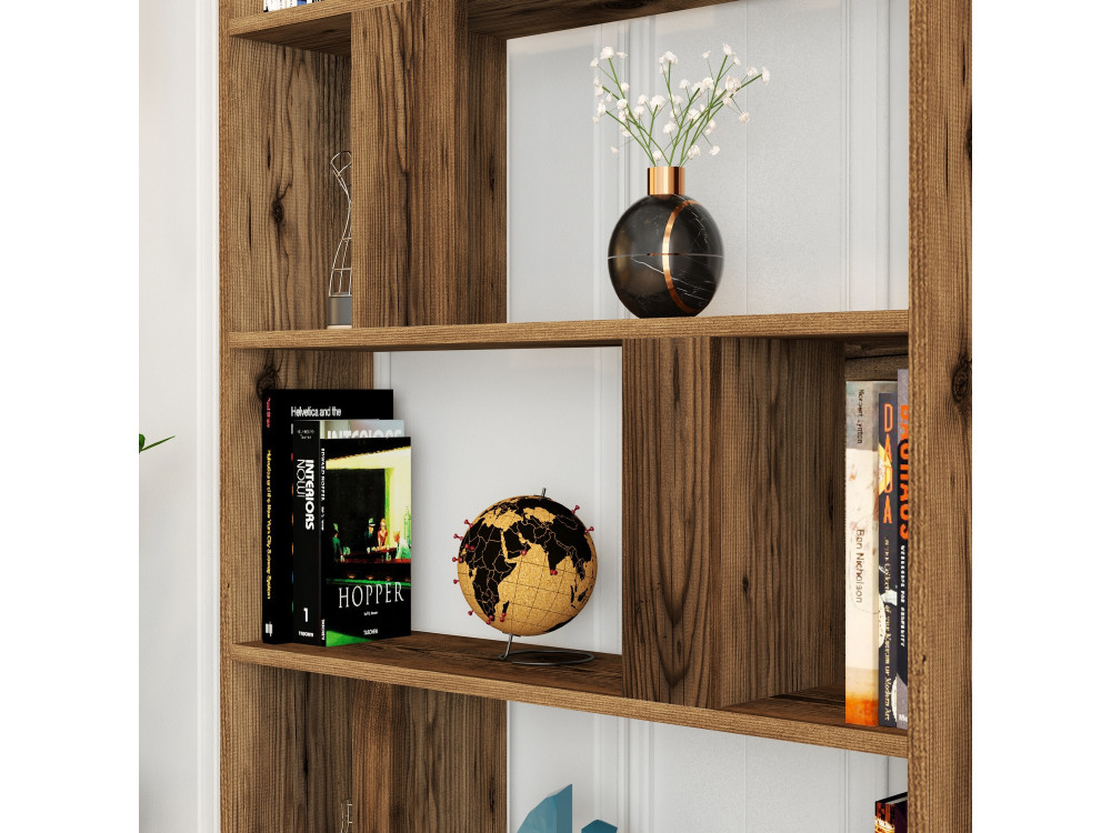 Librería de madera "Lima" - 90 x 20 x 180 cm - Nogal