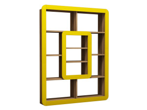 Librería de madera "Orkide" - 108 x 21 x 140 cm - Nogal, Amarillo