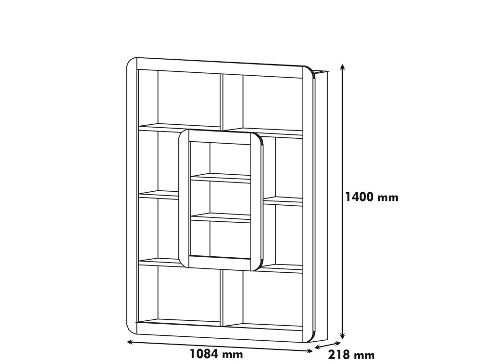 Librería de madera "Orkide" - 108 x 21 x 140 cm - Nogal, Amarillo