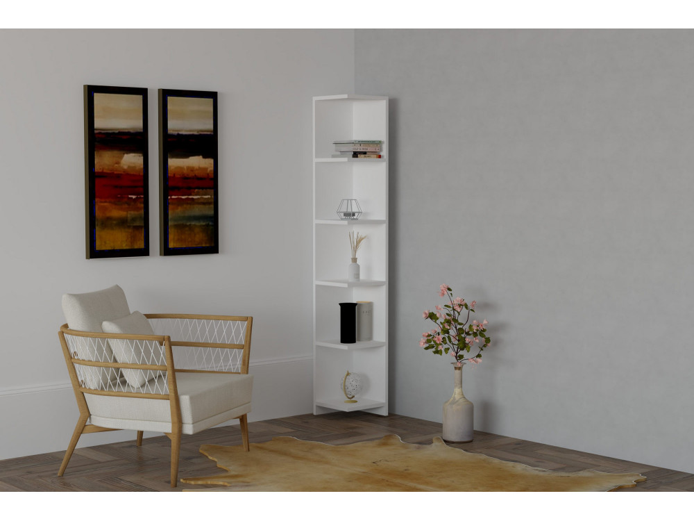Librería de madera "Ravella" - 25 x 25 x 160 cm - Blanco