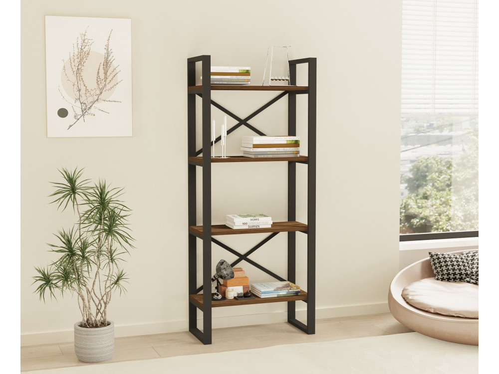 Librería de madera "Alaro" - 66 x 32 x 150 cm - Nogal