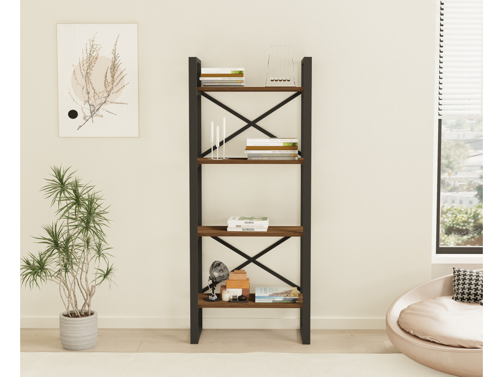 Librería de madera "Alaro" - 66 x 32 x 150 cm - Nogal