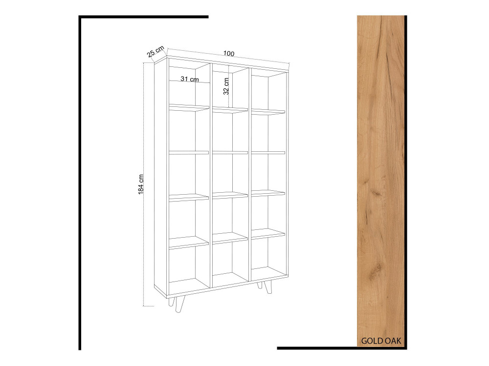 Librería de madera "Zipa" 100 x 25 x 184 cm - Roble