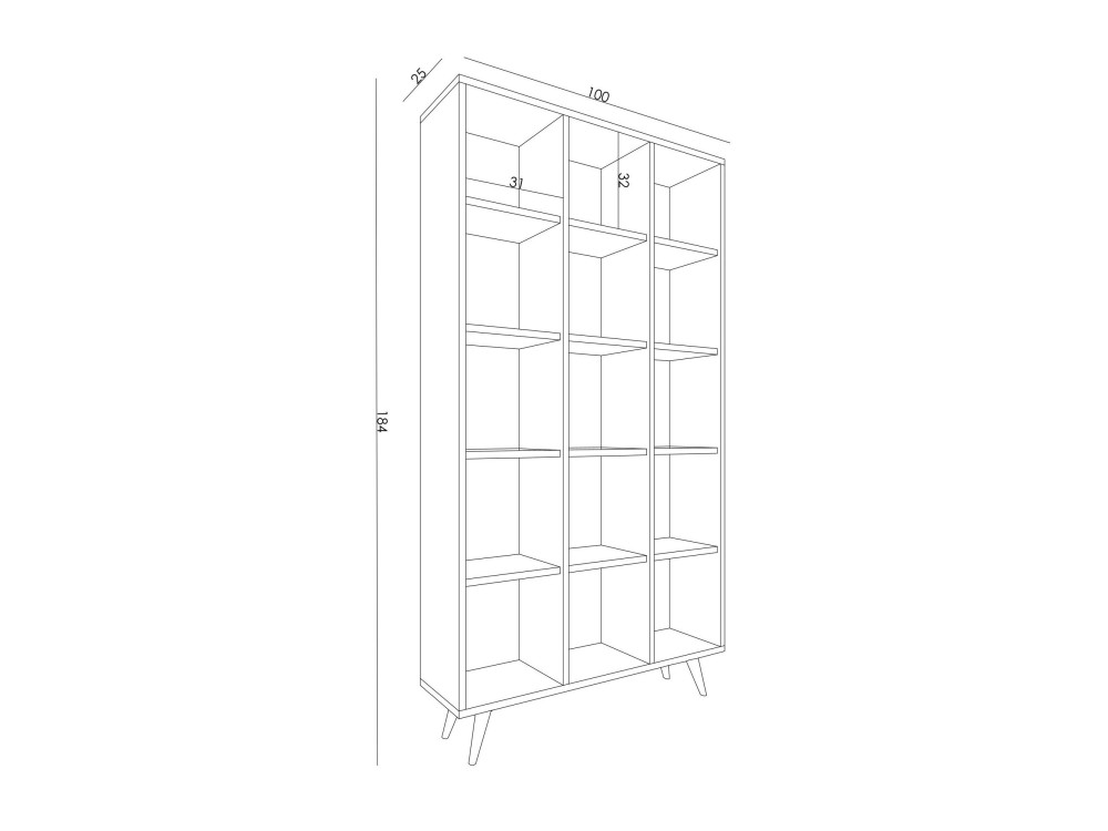 Librería de madera "Zipa" 100 x 25 x 184 cm - Roble