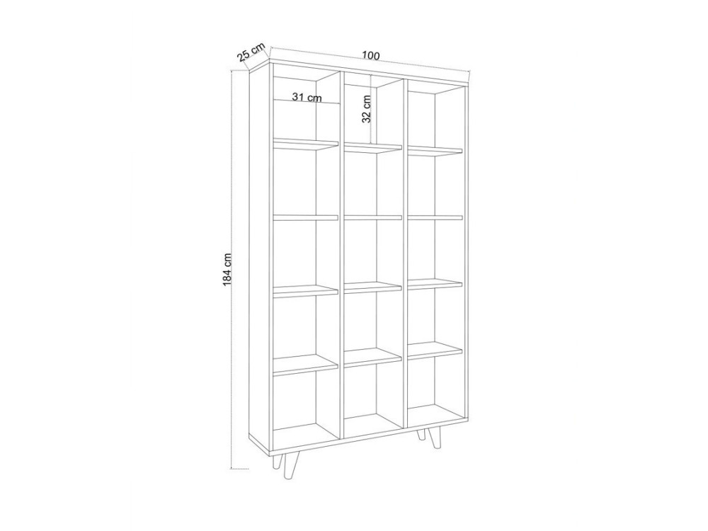 Librería de madera "Zipa" 100 x 25 x 184 cm - Travertino