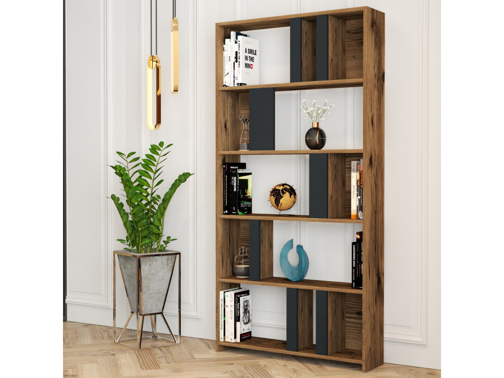 Librería de madera "Lima" 90 x 20 x 180 cm - Nogal