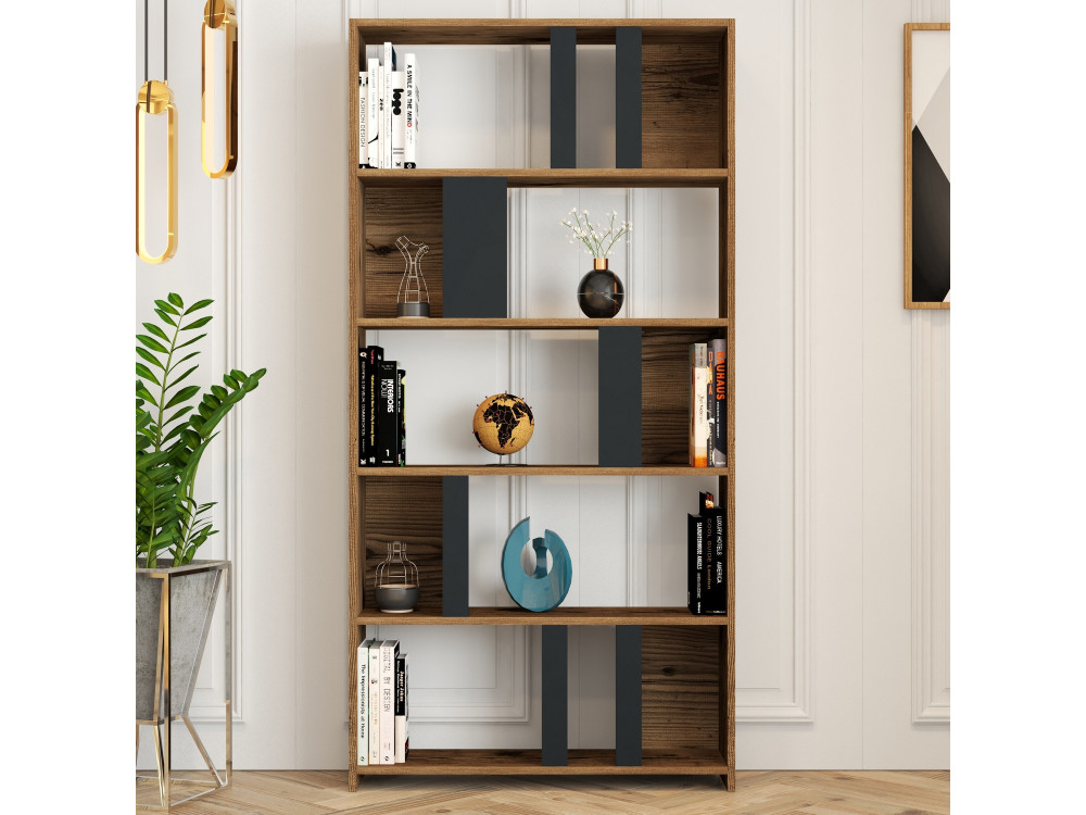 Librería de madera "Lima" 90 x 20 x 180 cm - Nogal