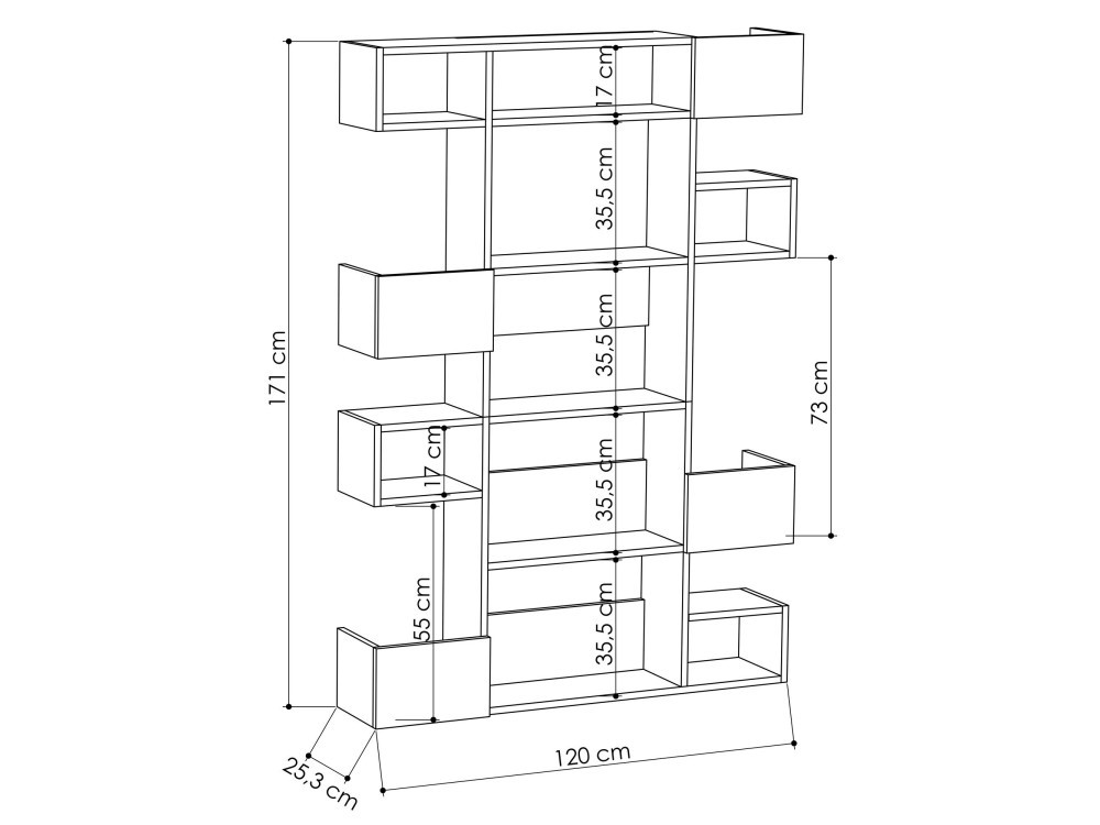 Librería de madera "Niho" 120 x 27 x 171 cm - Blanco