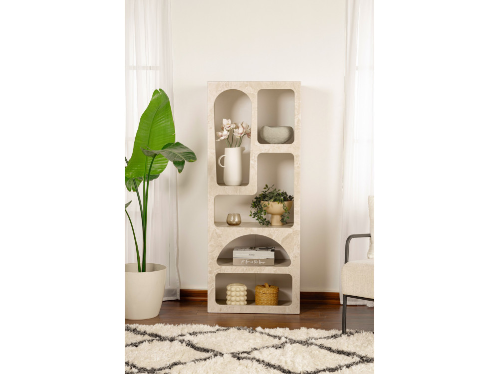 Librería de madera "Venüs" 60 x 32 x 150 cm - mármol travertino