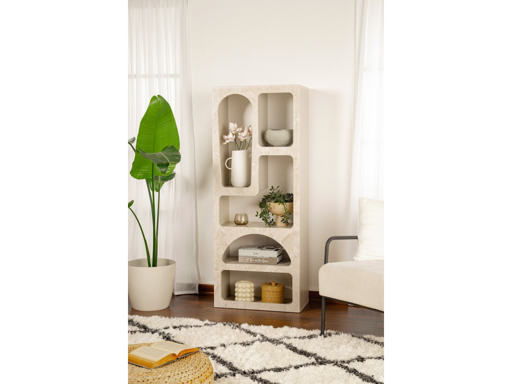 Librería de madera "Venüs" 60 x 32 x 150 cm - mármol travertino