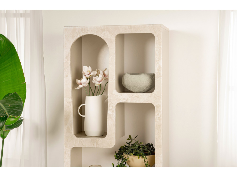 Librería de madera "Venüs" 60 x 32 x 150 cm - mármol travertino