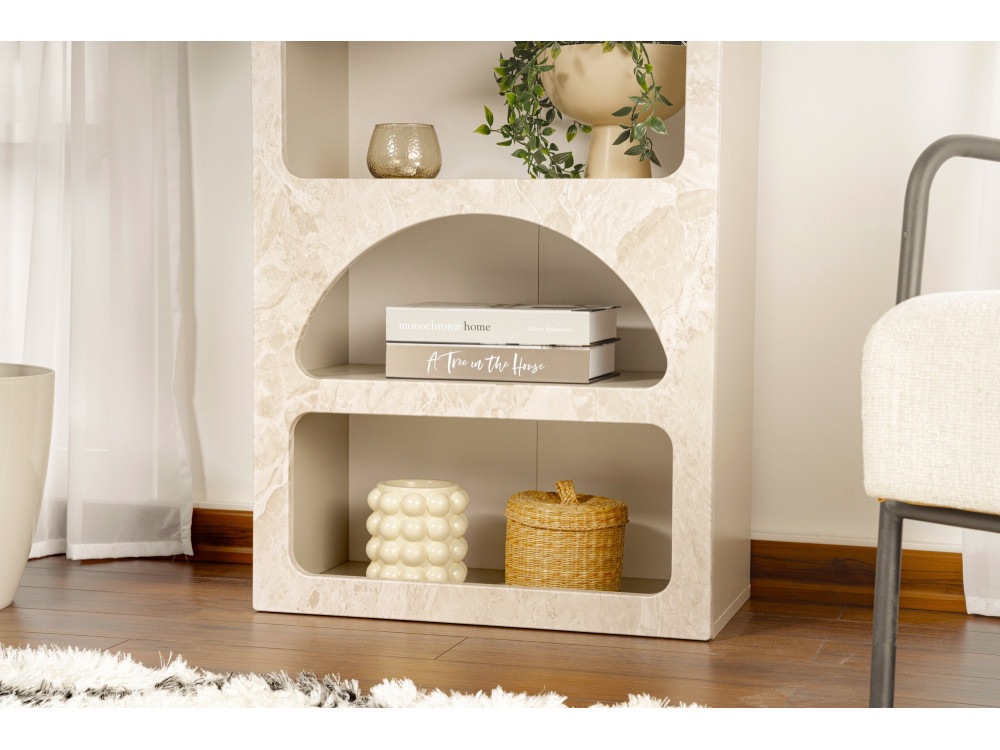 Librería de madera "Venüs" 60 x 32 x 150 cm - mármol travertino