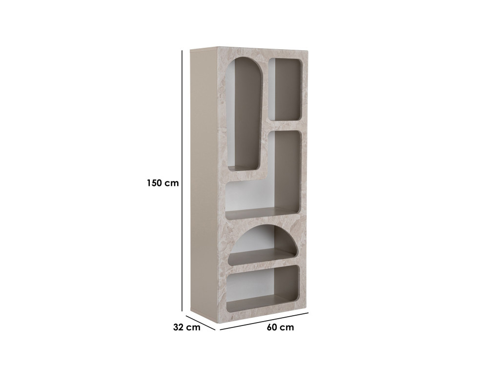 Librería de madera "Venüs" 60 x 32 x 150 cm - mármol travertino