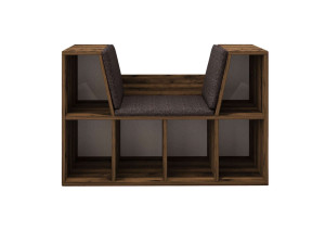 Librería "Livora" con asiento de madera - 103 x 30 x 63 cm - Marrón